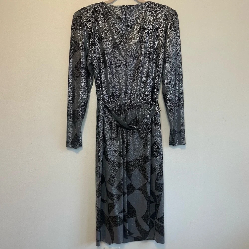 Rimini Vintage 1980s Women’s Metallic Black And Silver Party Disco Dress Size 10